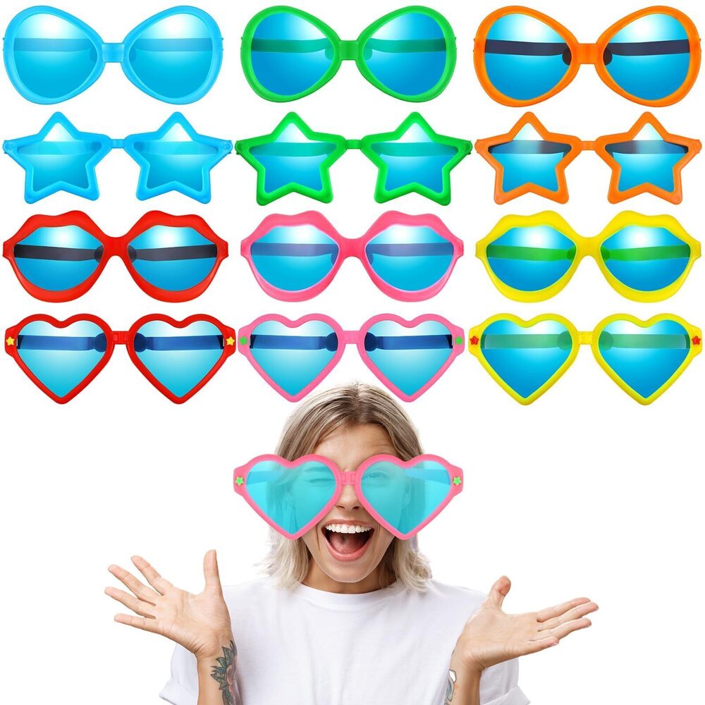 3955 12 Pcs Jumbo Sunglasses Giant Clown Funny Props Novelty Sunglasses Fun